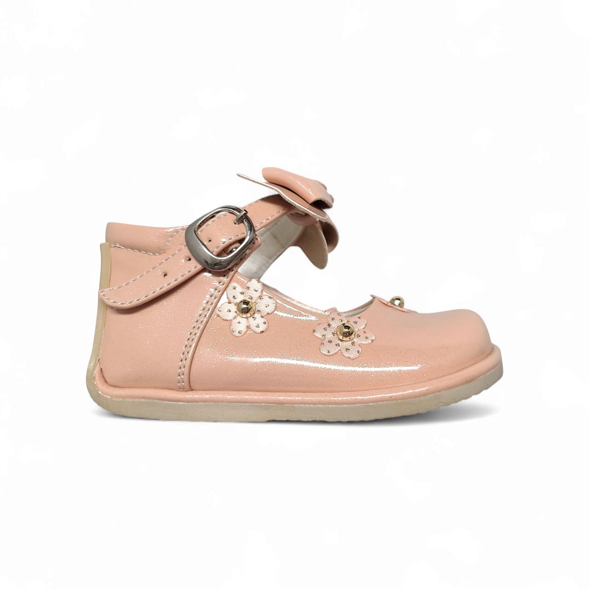 GENERICO - Zapato de Charol Nude escarchado pibe para bebé niña