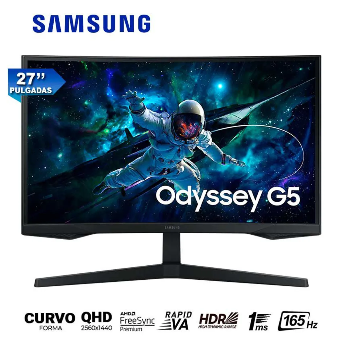 SAMSUNG - Monitor SAMSUNG Odyssey G5 LS27CG552ELXPE 165 Hz 1 ms HDR10 FreeSync