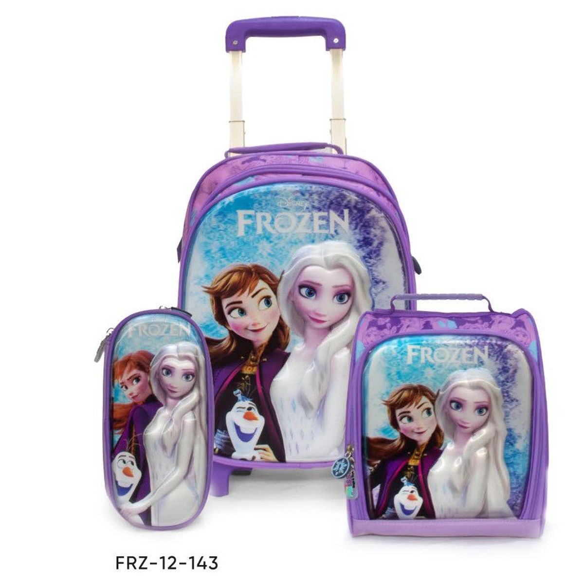 GENERICO - SET MOCHILA  ESCOLAR DE 4 RUEDAS FROZEN LILA