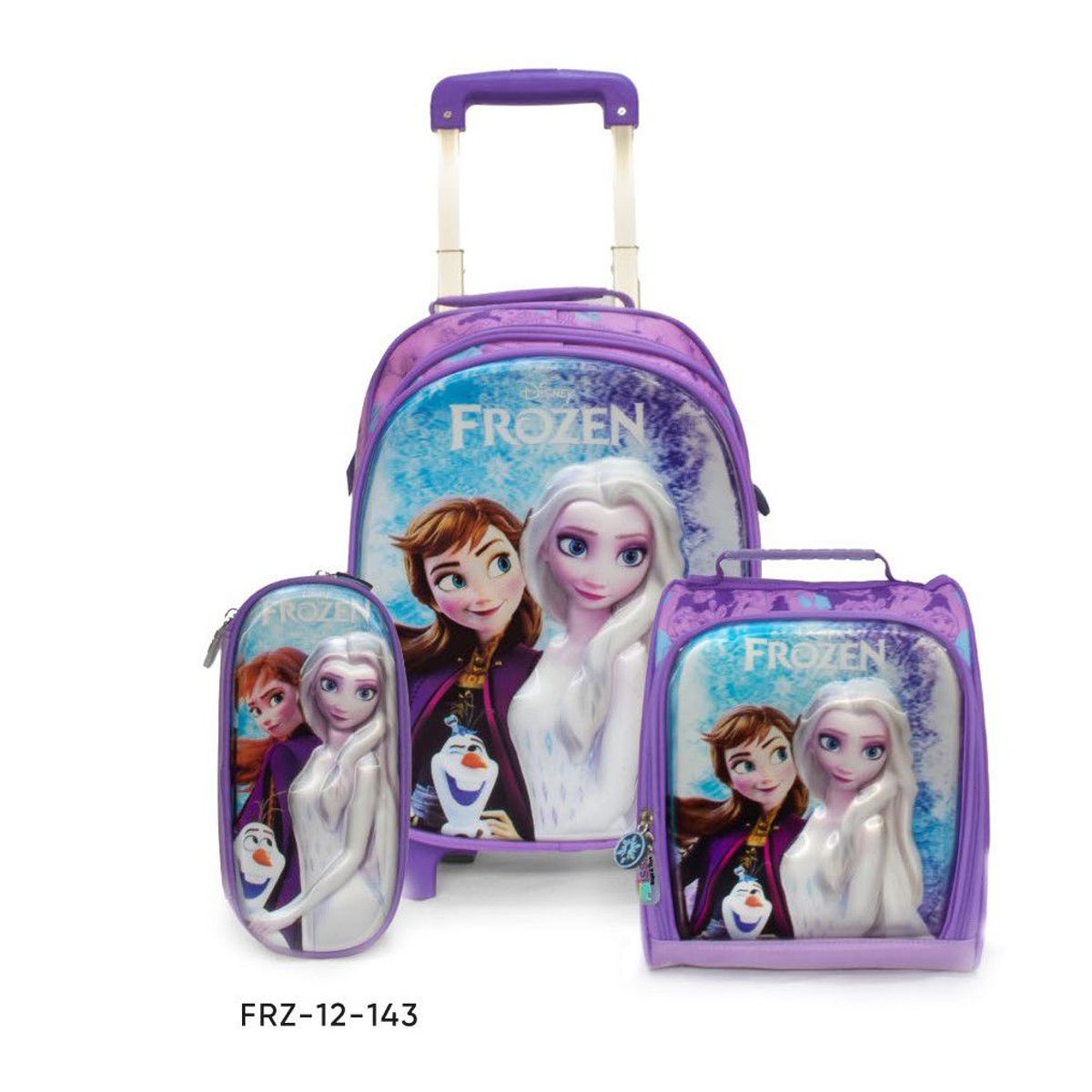 GENERICO - SET MOCHILA  ESCOLAR DE 4 RUEDAS FROZEN LILA
