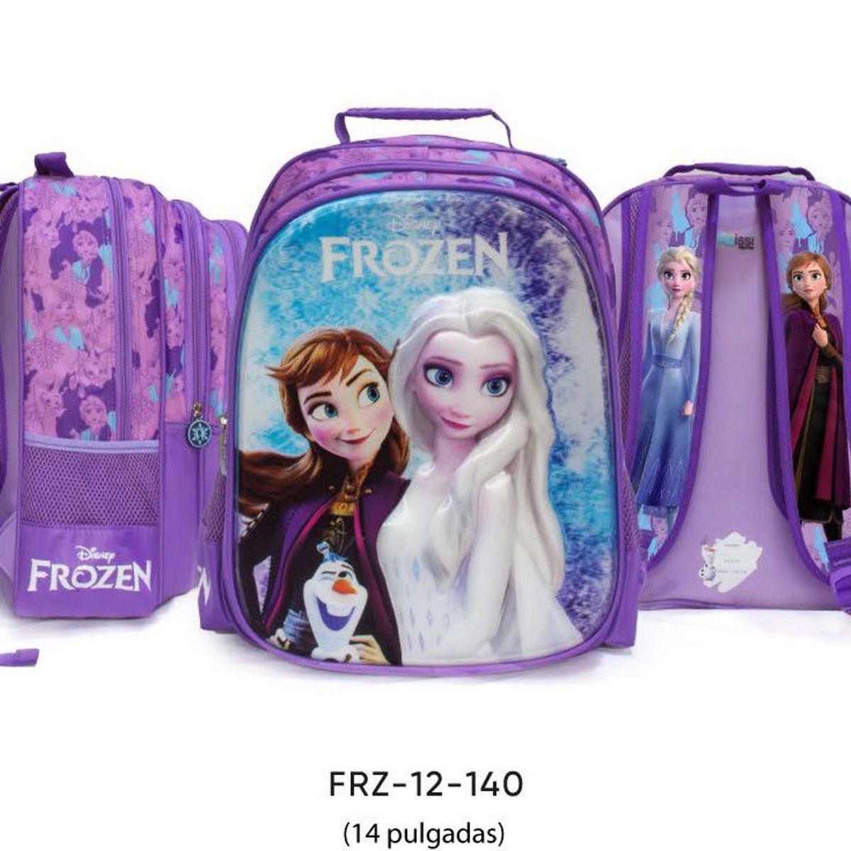 GENERICO - SET MOCHILA  ESCOLAR DE 4 RUEDAS FROZEN LILA