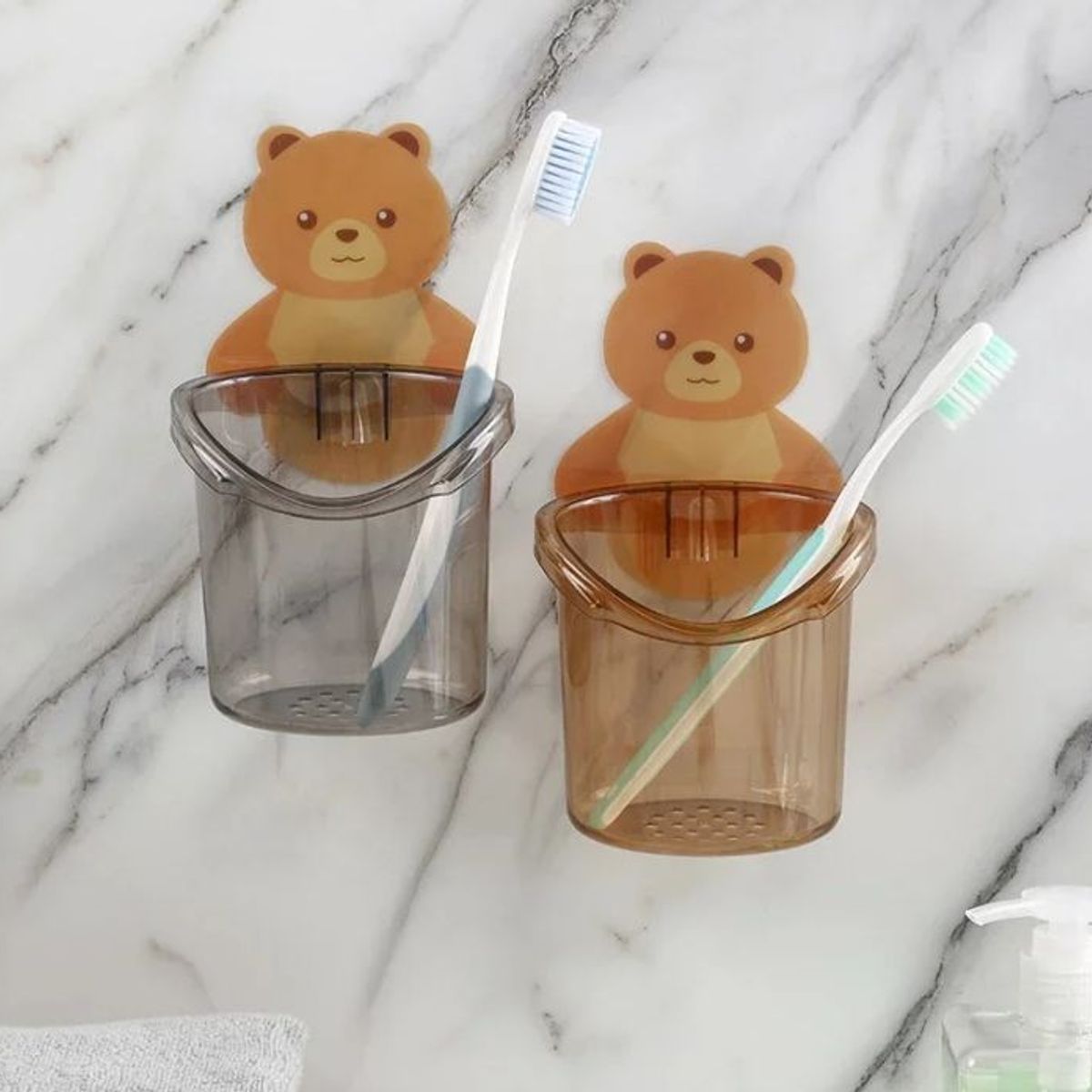 GENERICO - SET PORTA CEPILLO ADHESIVO DISEÑO OSO