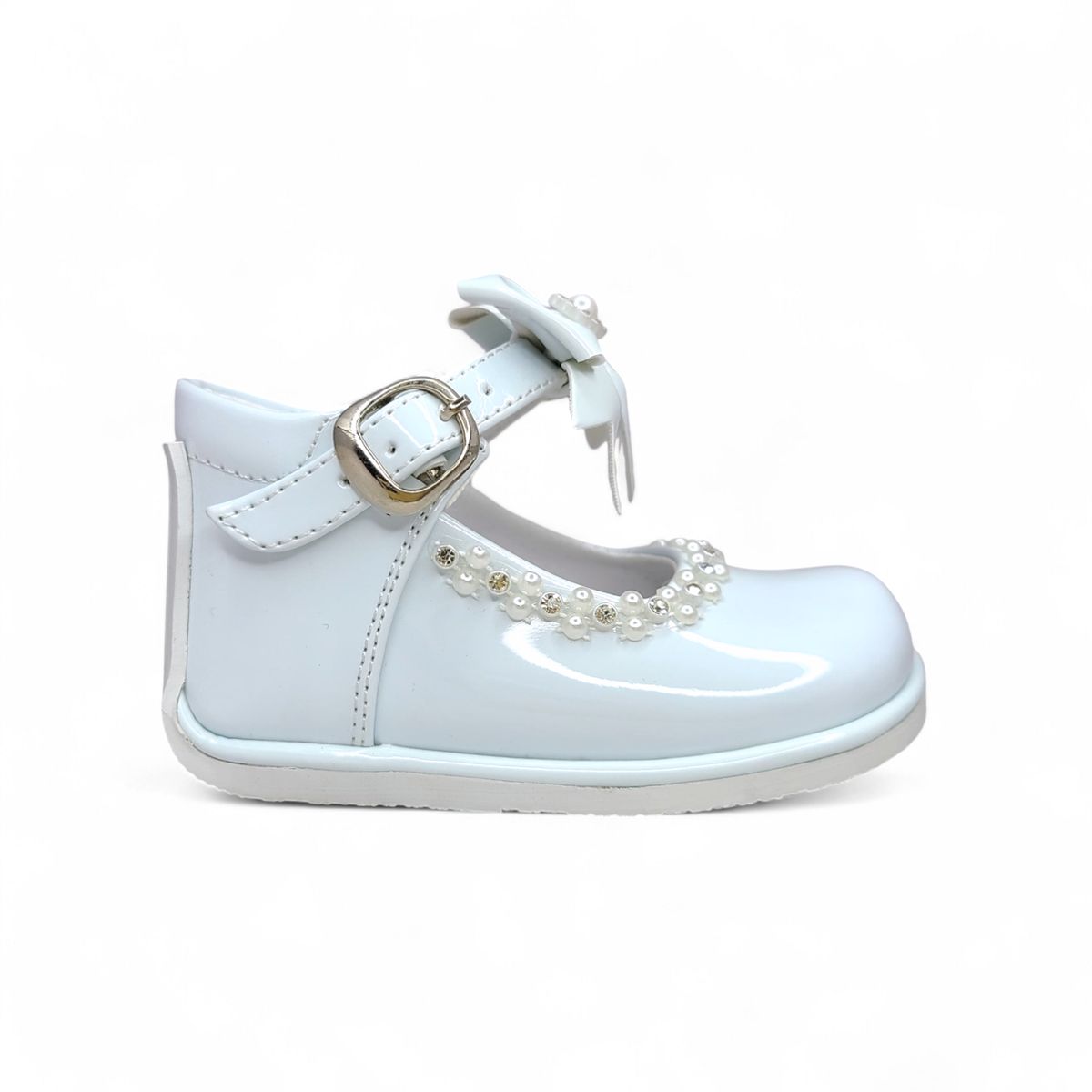 GENERICO - Zapato de Charol Blanco pibe semi-ortopédico para bebé niña