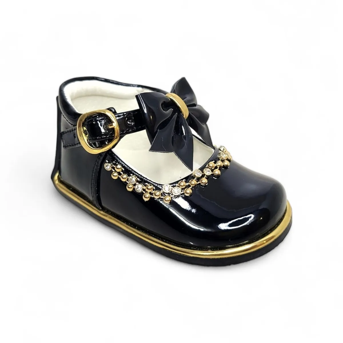 GENERICO - Zapato de Charol Negro pibe semi-ortopédico para bebé niña