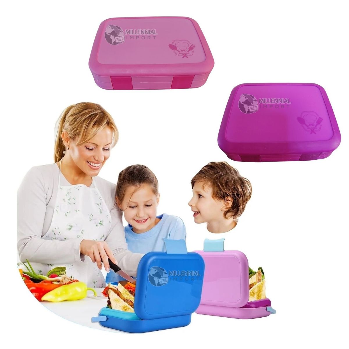 GENERICO - Lonchera para Niñas Tipo Bento Box de  4 divisiones