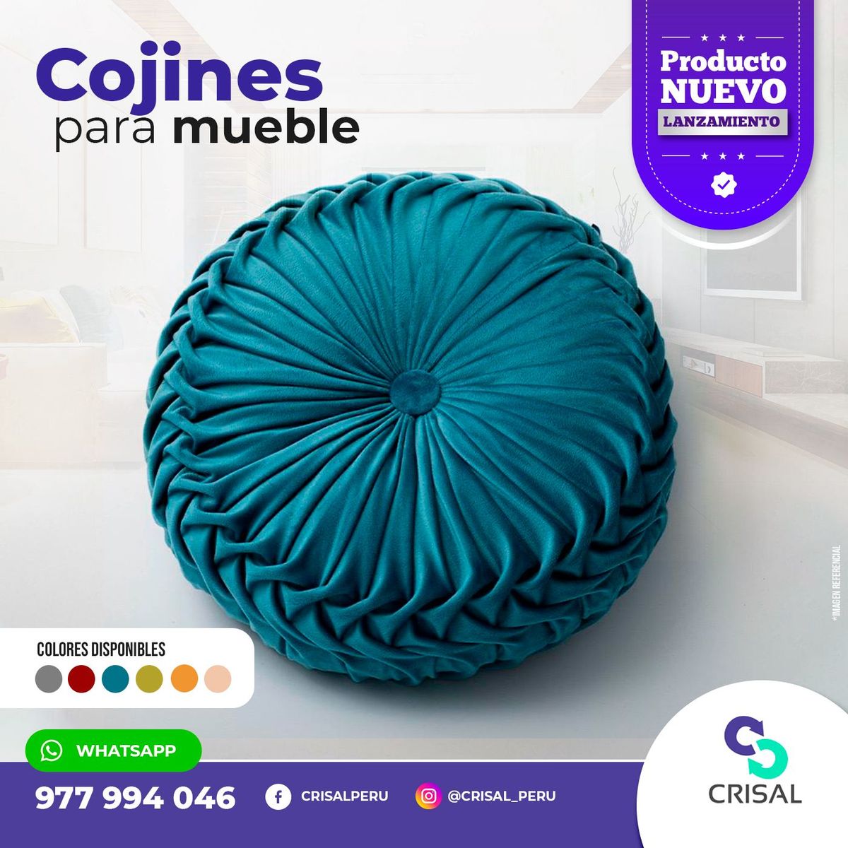 CRISAL - Cojines Velvet Redondos Azul