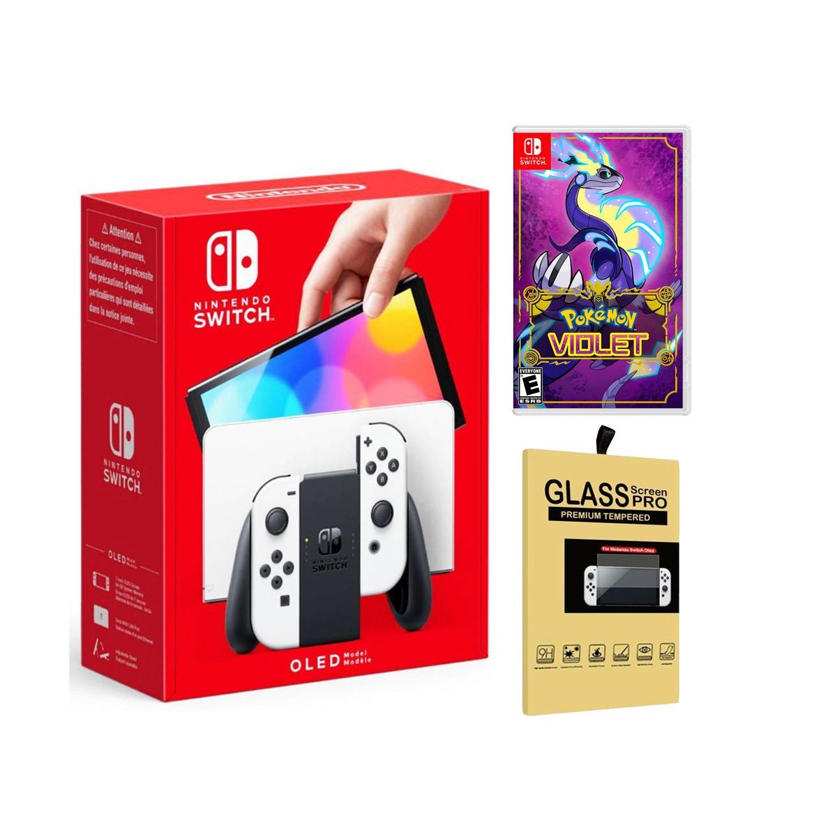 NINTENDO - Consola Nintendo Switch Oled Blanca + Pokemon Violet + Mica