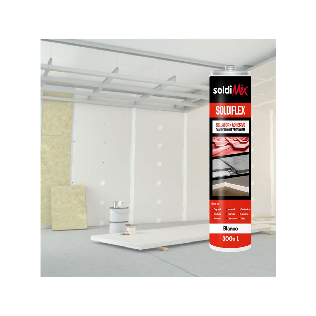 SOLDIMIX - Sellador de Poliuretano Soldiflex Blanco de 300 Ml