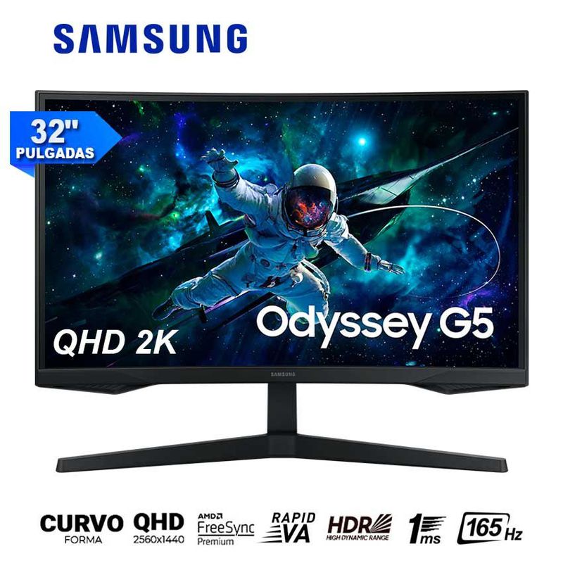 SAMSUNG - Monitor 165Hz SAMSUNG LS32CG552ELXPE dyssey G5 WQHD 1ms Curvo FreeSync
