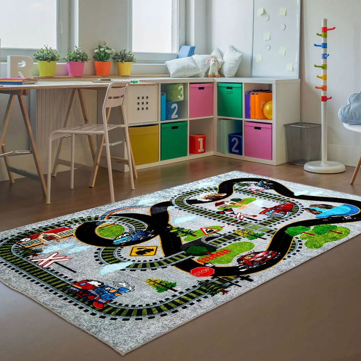 GENERICO - Alfombra Niños Pista de Carrera 120 x 180cm