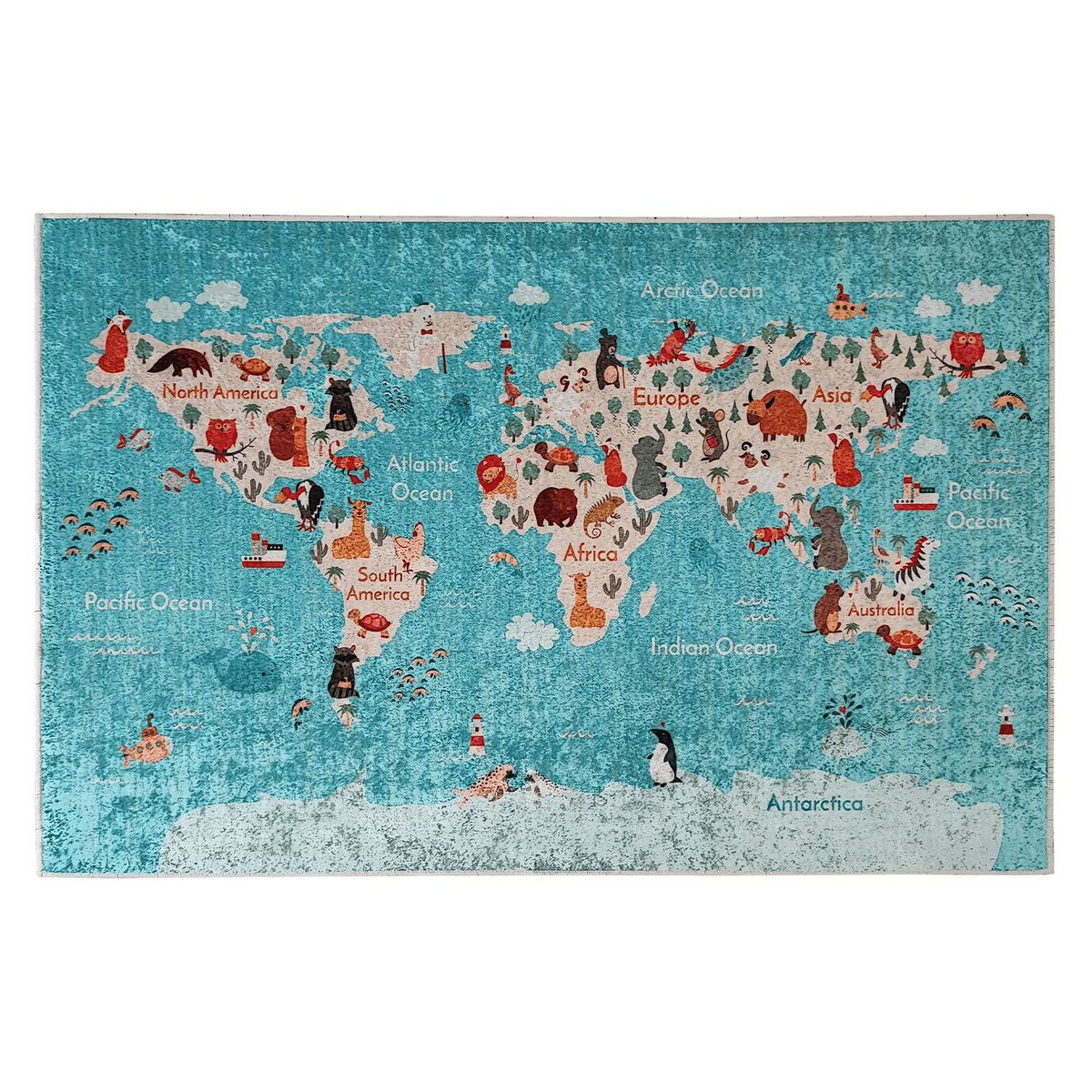 GENERICO - Alfombra Niños Mapamundi 120 x 180cm