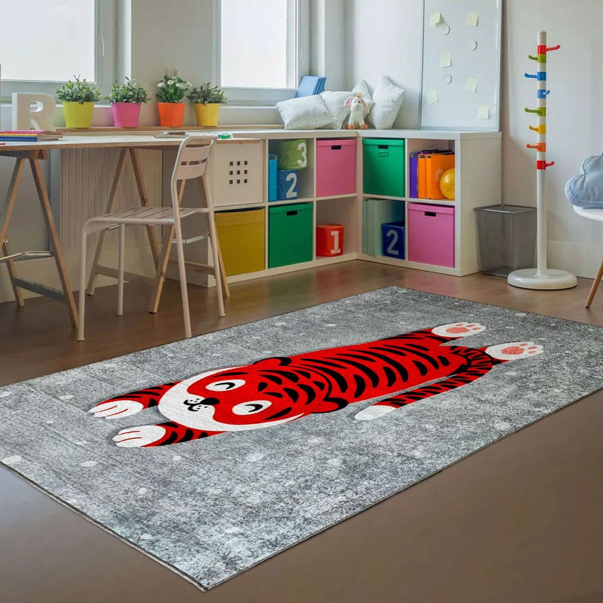 GENERICO - Alfombra Niños Tigre Blanco Echado 120 x 180cm