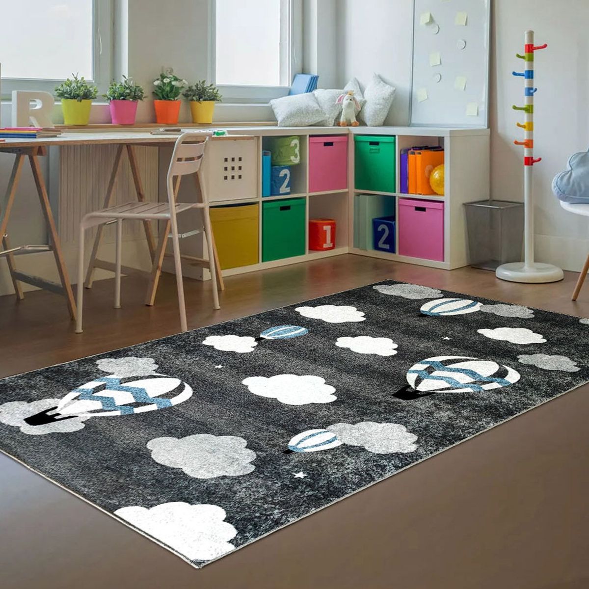 GENERICO - Alfombra Niños Globos Aerostáticos 120 x 180cm