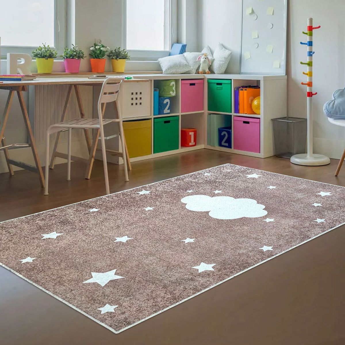 GENERICO - Alfombra Niños Nube y Estrellas 120 x 180cm