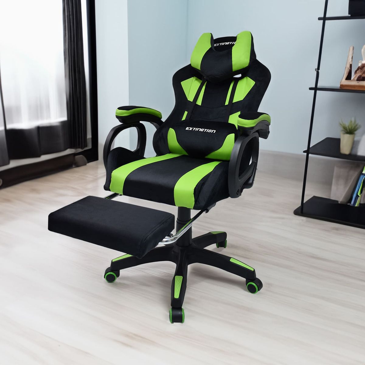 EXTINGTION - Silla Gamer Extingtion Sapp Gamuza Cuerina Color Verde