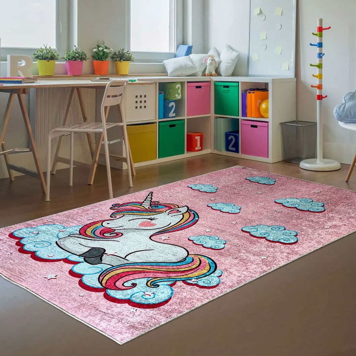 GENERICO - Alfombra Niños Unicornio 120 x 180cm