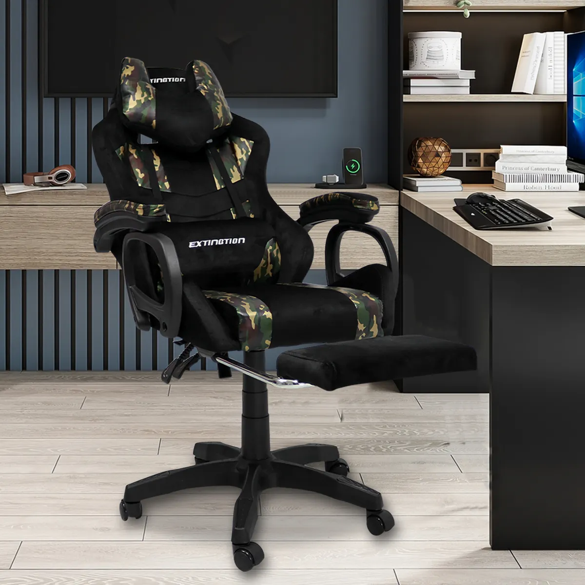 EXTINGTION - Silla Gamer Extingtion Sapp Gamuza Cuerina Color Camuflaje