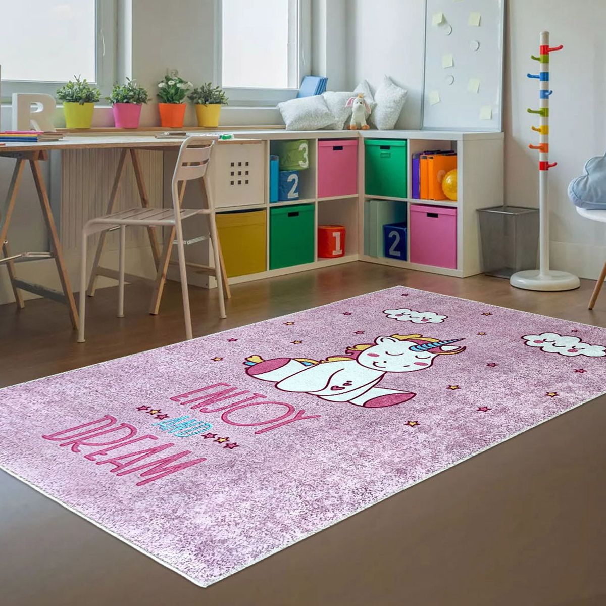 GENERICO - Alfombra Niños Unicornio Enjoy and Dream 120 x 180cm