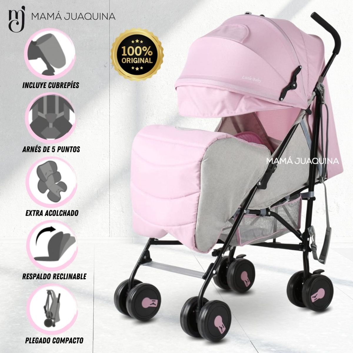 LITTLE - Coche Bastón Deportivo «BROOKLYN I» Pink