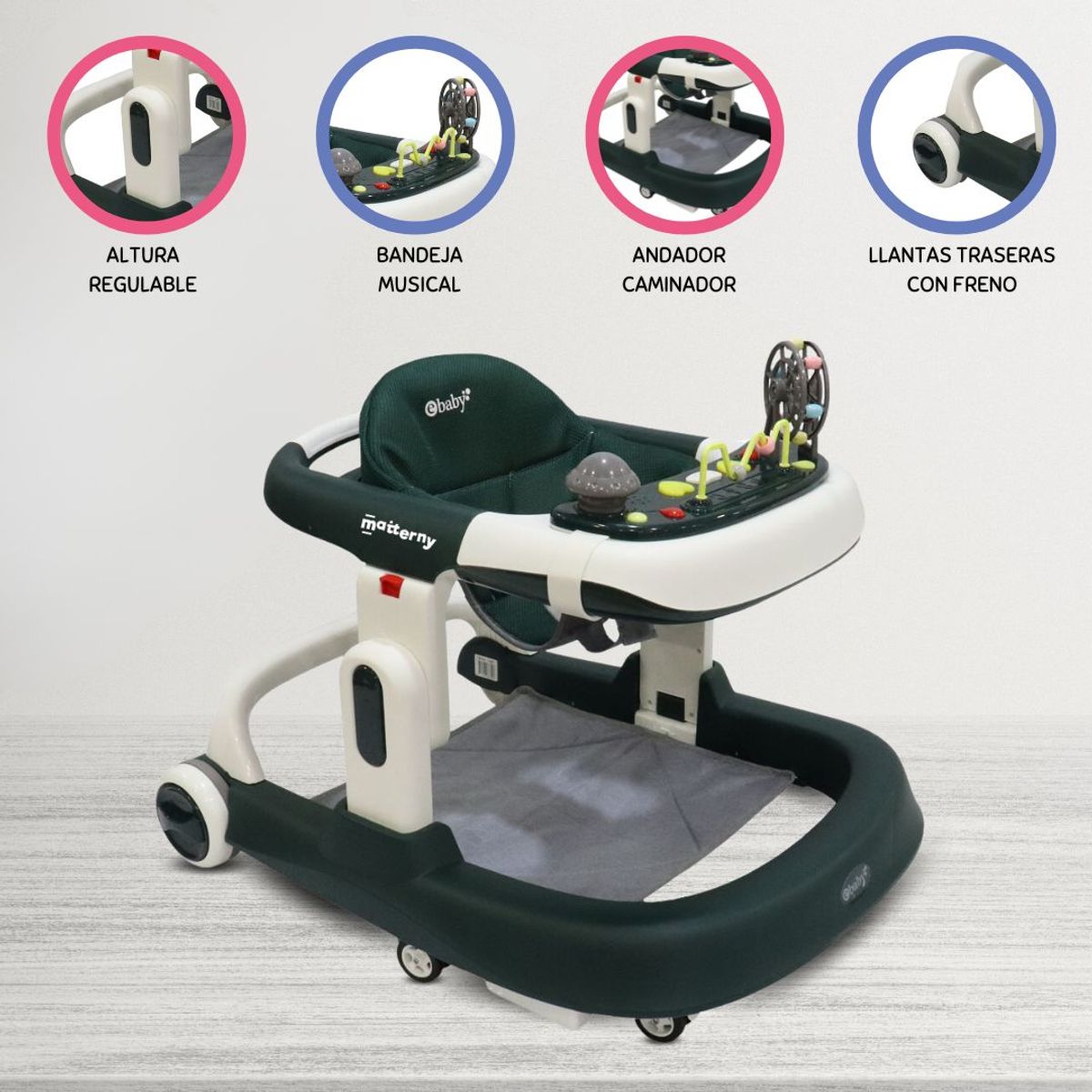 EBABY - Andador Caminador Interactiva para Bebés «TAMY» Dark Green