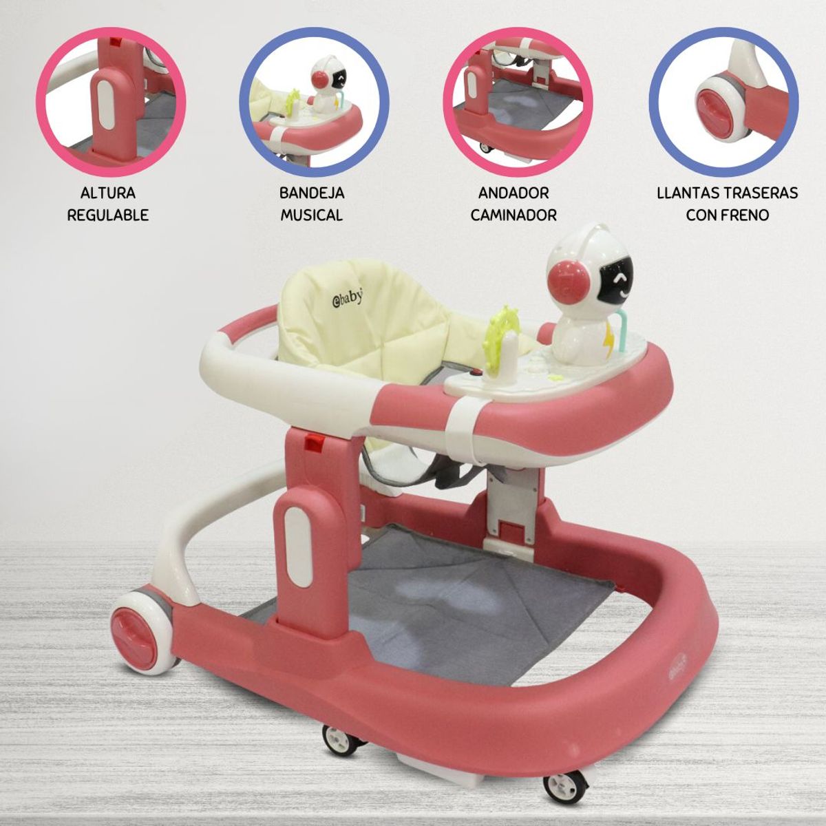 EBABY - Andador Caminador Interactiva para Bebés «TAMY» Pink