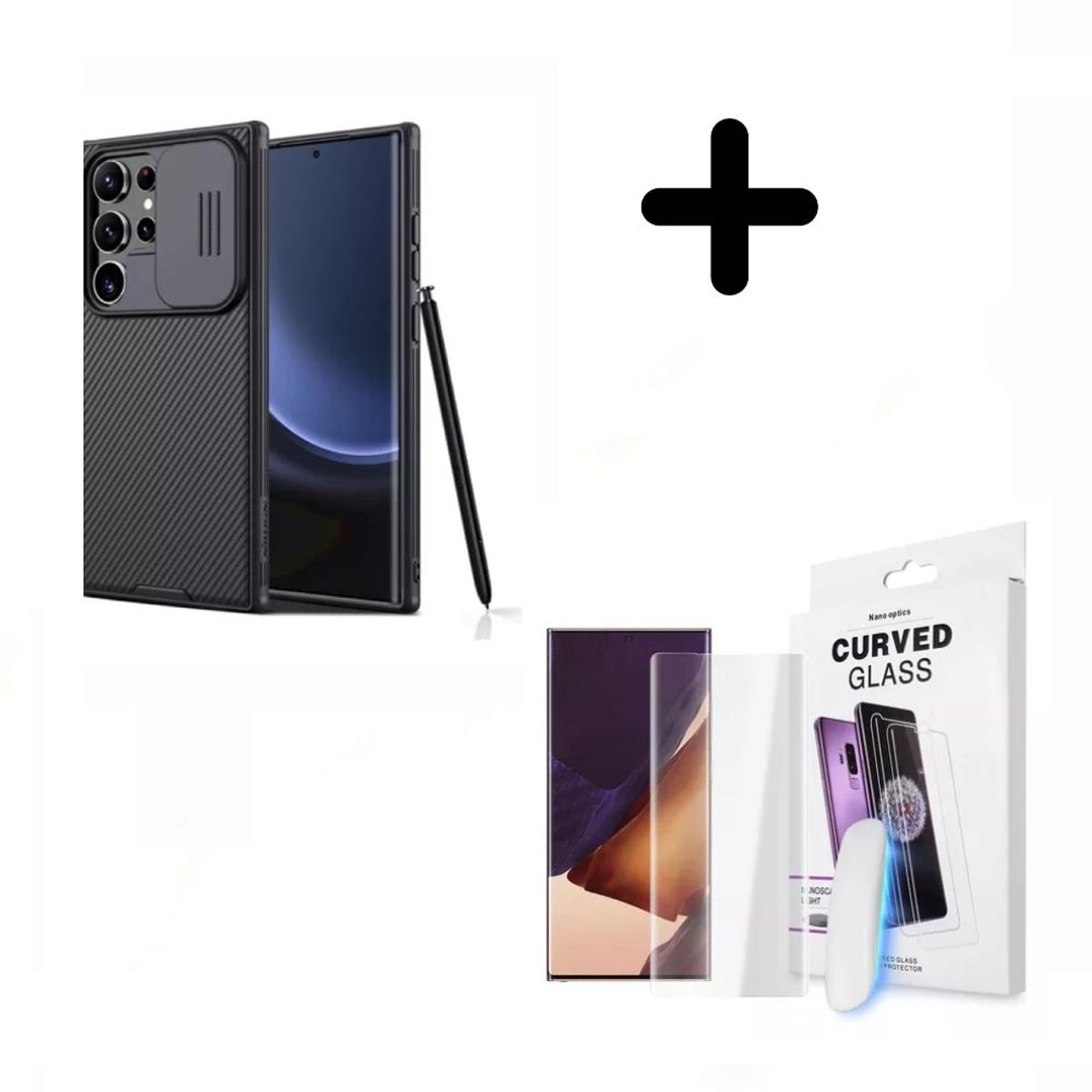 NILLKIN - Case Nillkin Para Samsung S24 Ultra Negro + Mica Vidrio UV