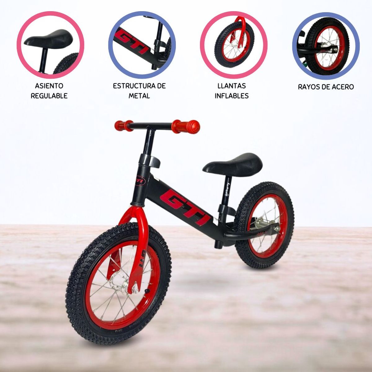 CUZKA - Bicicleta de Balance para Niños «GTI» Red