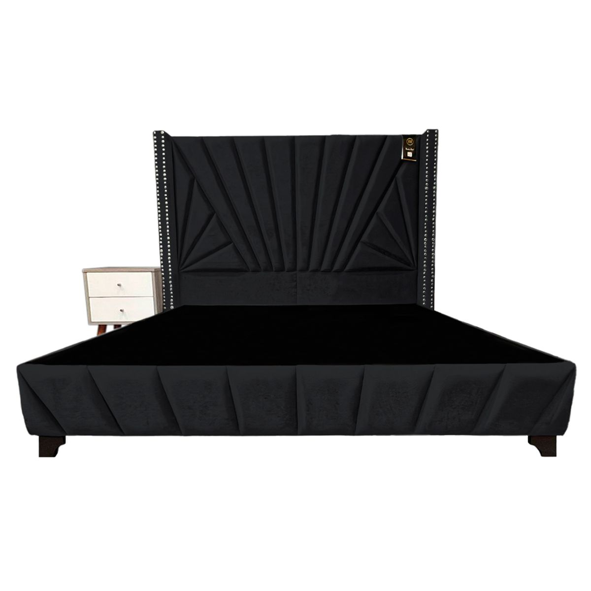 BARAKA HOME - Dormitorio Lienz 1.5 Plz + Cabecera + 1 Velador - Negro