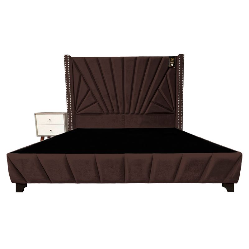 BARAKA HOME - Dormitorio Lienz 1.5 Plz + Cabecera + 1 Velador - Chocolate