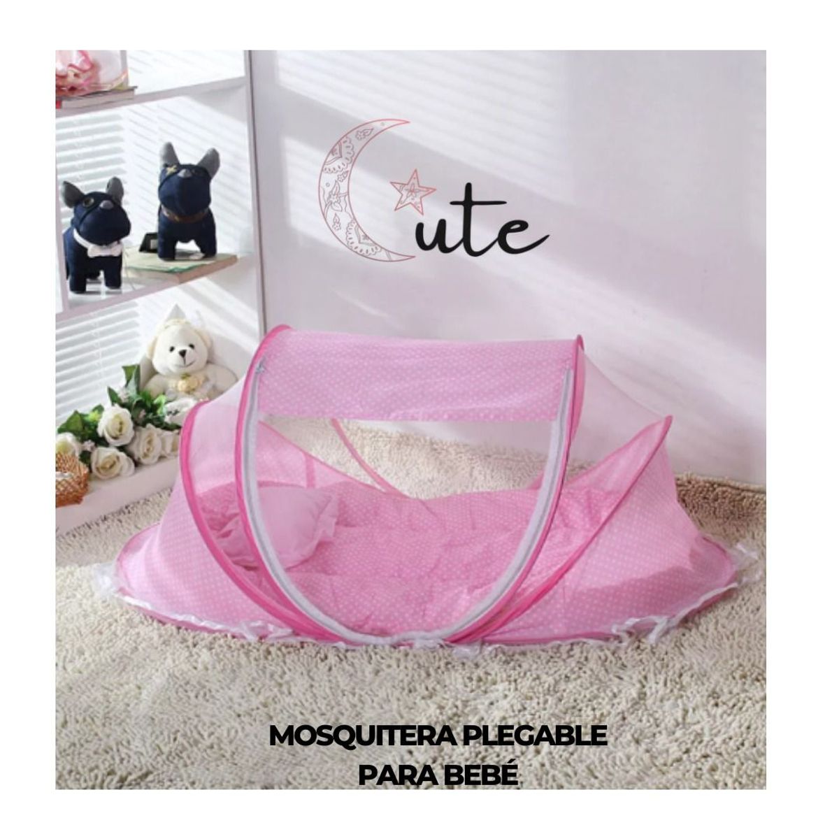 GENERICO - MOSQUITERO PLEGABLE ROSADO PARA BEBÉ