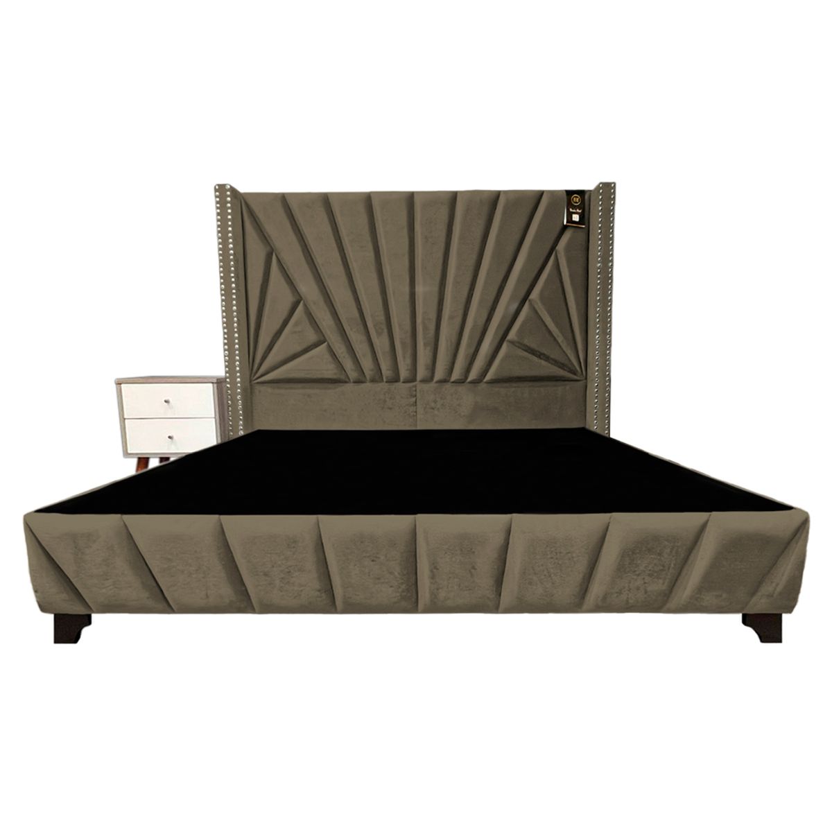 BARAKA HOME - Dormitorio Lienz 1.5 Plz + Cabecera + 1 Velador - Beige Oscuro