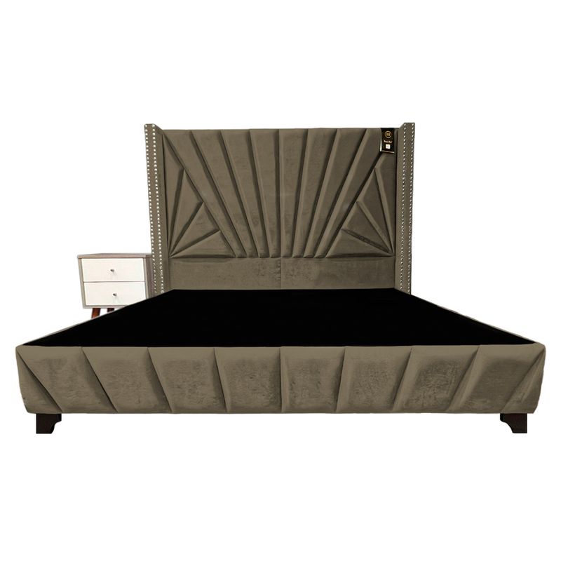 BARAKA HOME - Dormitorio Lienz 1.5 Plz + Cabecera + 1 Velador - Beige Oscuro