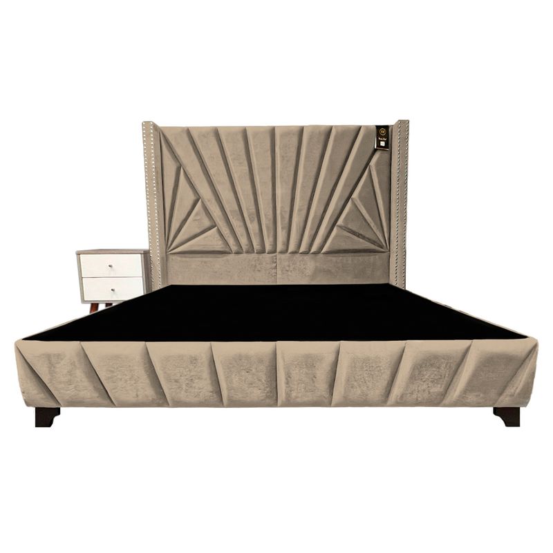 BARAKA HOME - Dormitorio Lienz 1.5 Plz + Cabecera + 1 Velador - Beige Claro