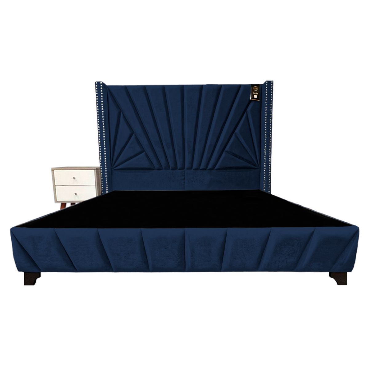 BARAKA HOME - Dormitorio Lienz 1.5 Plz + Cabecera + 1 Velador - Azul Marino