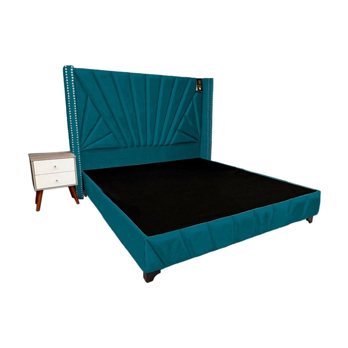 BARAKA HOME - Dormitorio Lienz 1.5 Plz + Cabecera + 1 Velador - Cobalto