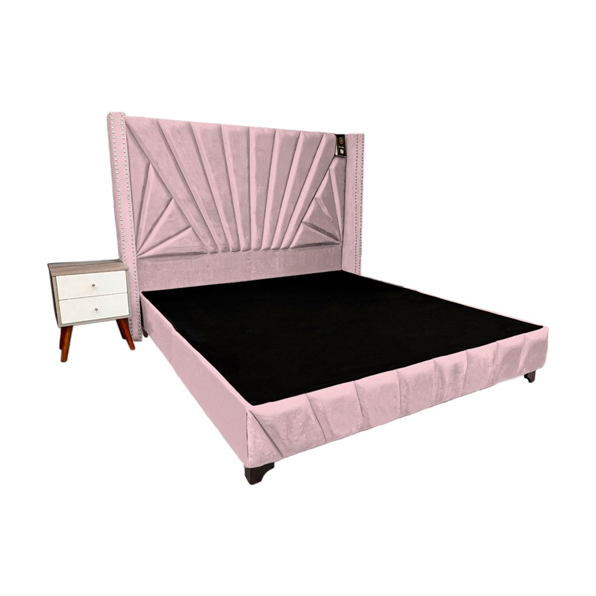 BARAKA HOME - Dormitorio Lienz 1.5 Plz + Cabecera + 1 Velador - Rosado