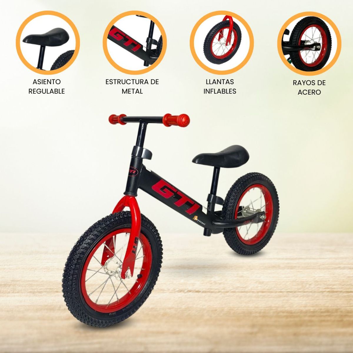 CUZKA - Bicicleta de Balance para Niños «GTI» Red