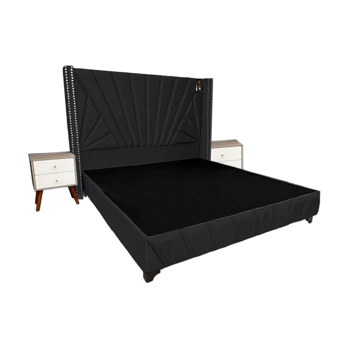 BARAKA HOME - Dormitorio Lienz 2 Plz + Cabecera + 2 Veladores - Negro