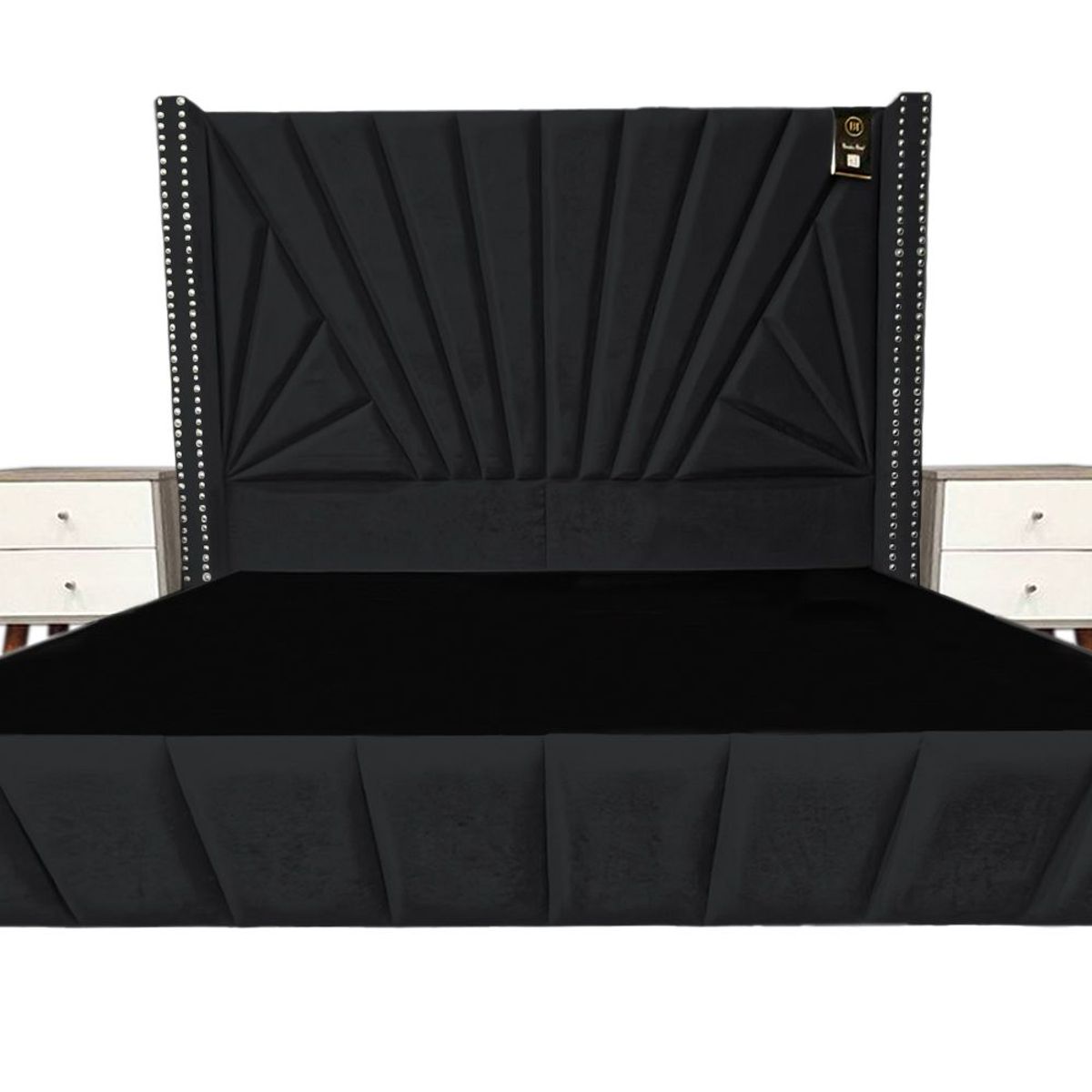 BARAKA HOME - Dormitorio Lienz 2 Plz + Cabecera + 2 Veladores - Negro
