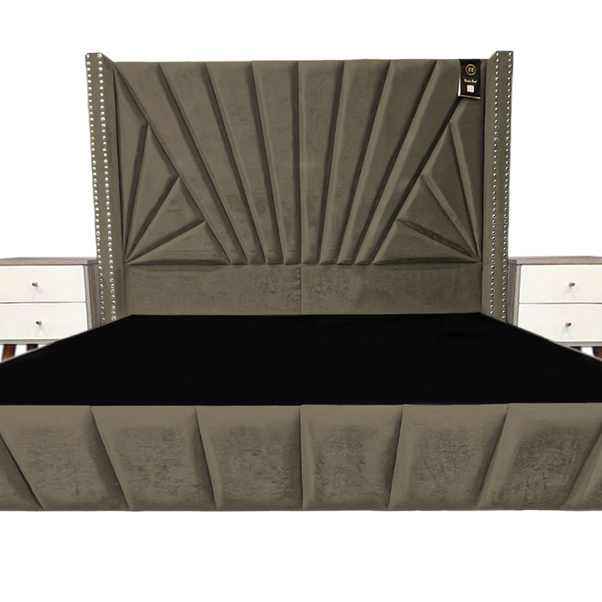 BARAKA HOME - Dormitorio Lienz 2 Plz + Cabecera + 2 Veladores - Beige Oscuro