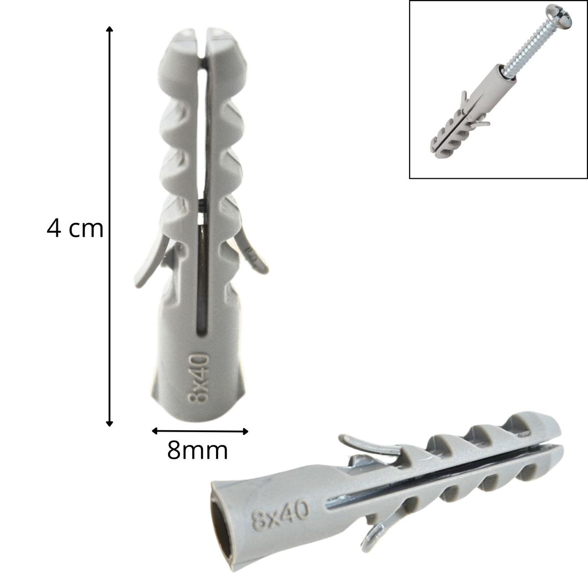 UYUSTOOLS - Tarugo de Nylon 8x40mm 50 unidades - Uyustools