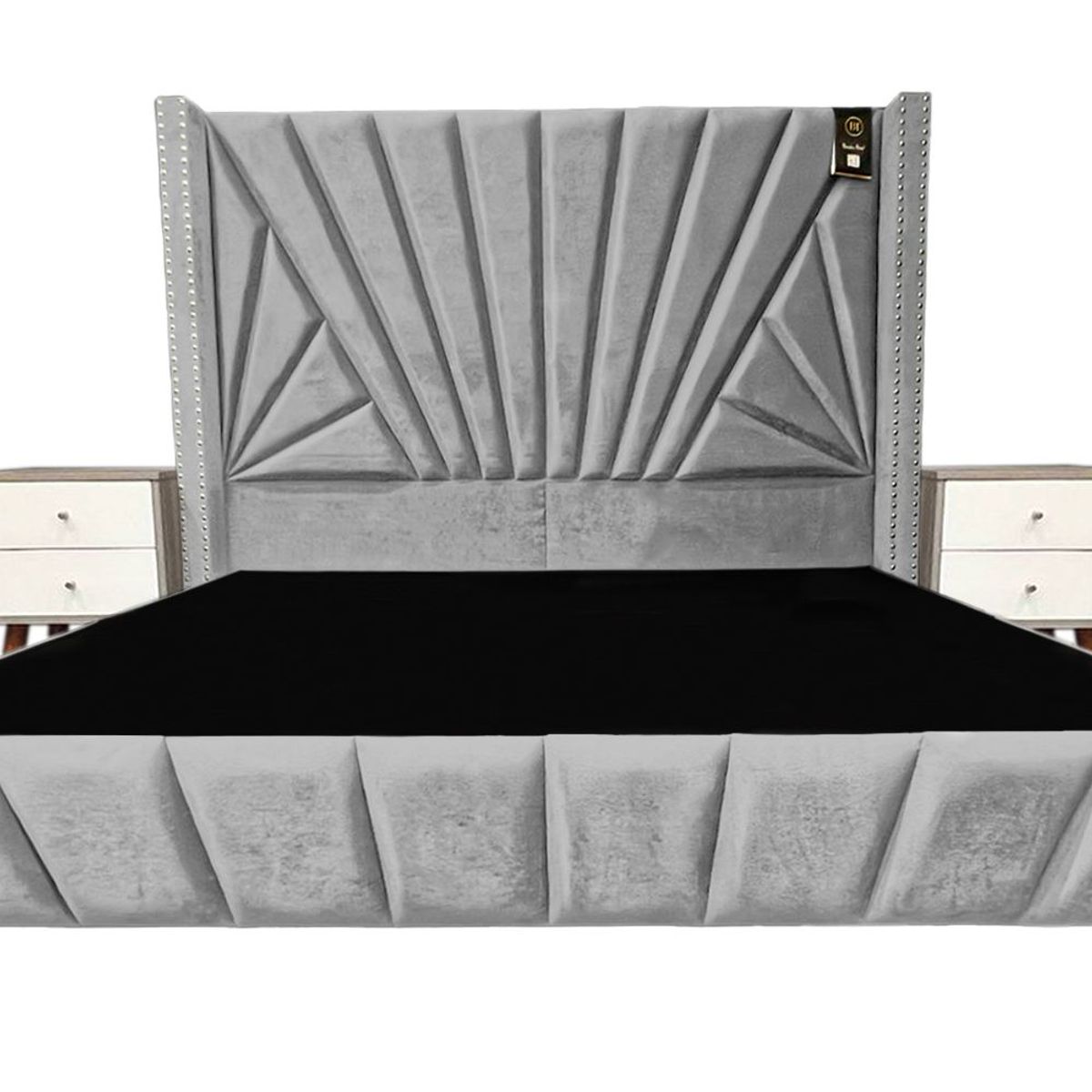 BARAKA HOME - Dormitorio Lienz 2 Plz + Cabecera + 2 Veladores - Gris Claro