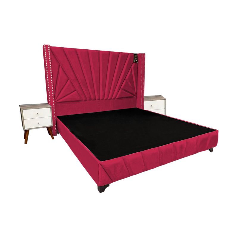 BARAKA HOME - Dormitorio Lienz 2 Plz + Cabecera + 2 Veladores - Rojo