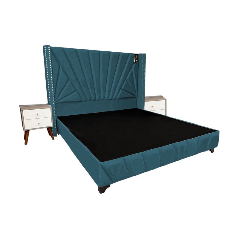 BARAKA HOME - Dormitorio Lienz 2 Plz + Cabecera + 2 Veladores - Cobalto