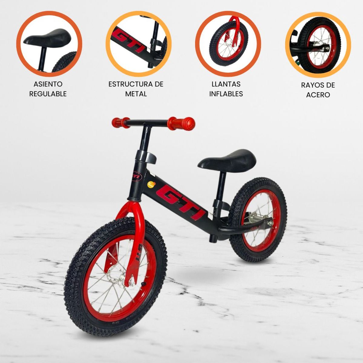 CUZKA - Bicicleta de Balance para Niños «GTI» Red