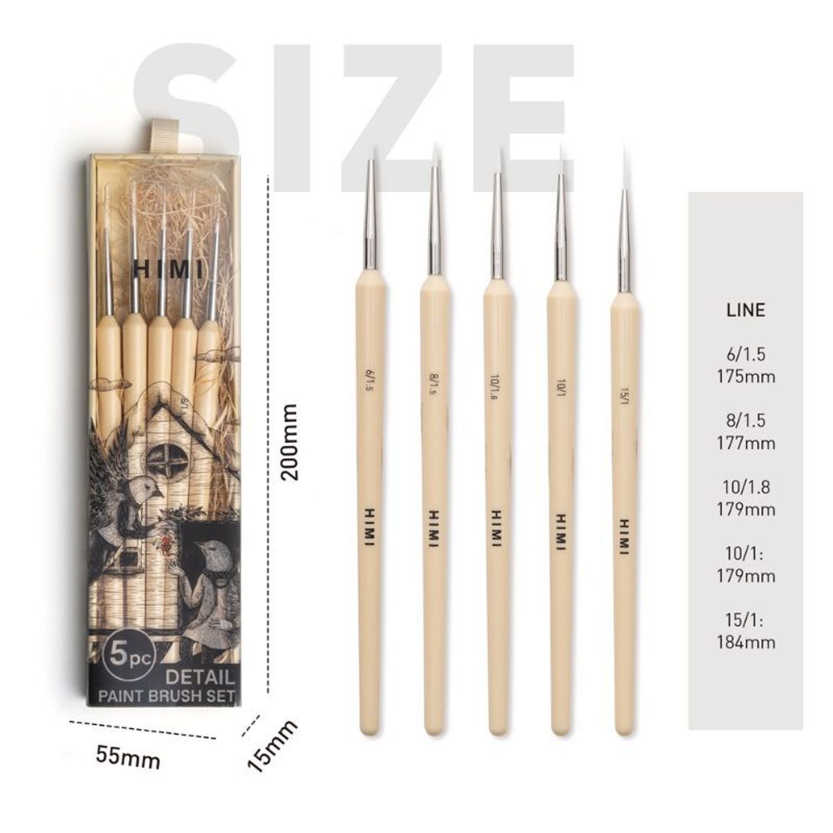 GENERICO - Himi Set 5 mini pinceles de detalle