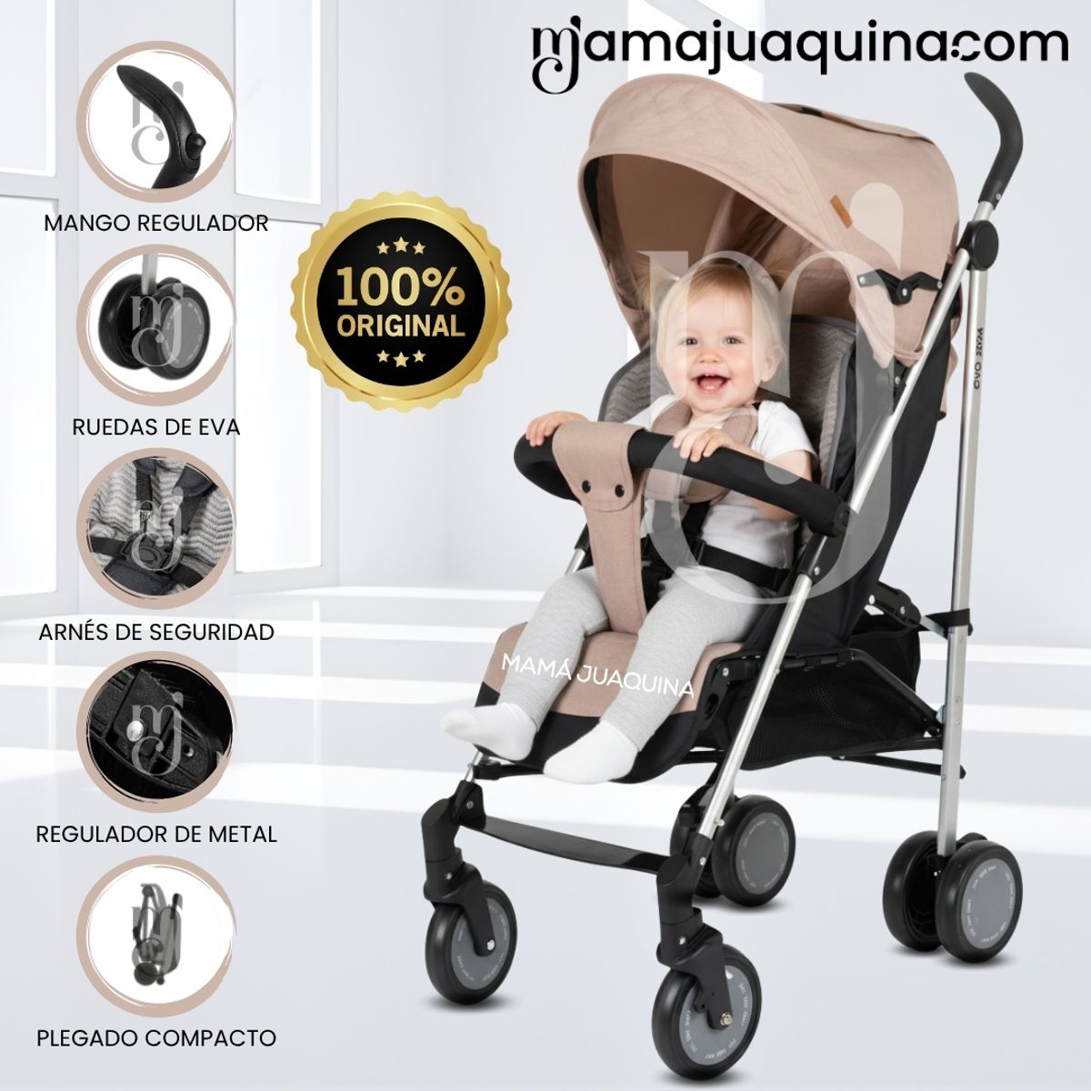 BABY HAPPY - Coche Bastón Deportivo «ADORE EVO» Edición Limitada Beige