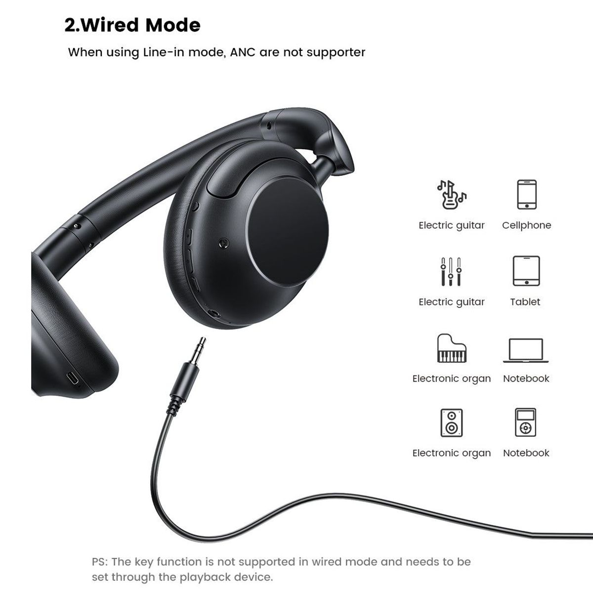 UGREEN - Auricular UGREEN Noise Cancelling Headphones Bluetooth 5.3 HP202 25255