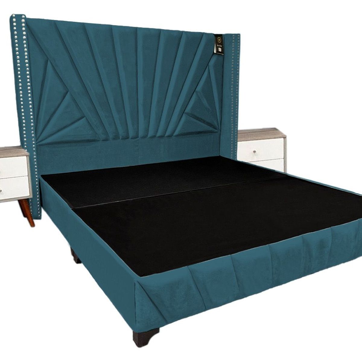 BARAKA HOME - Dormitorio Lienz Queen + Cabecera + 2 Veladores - Cobalto