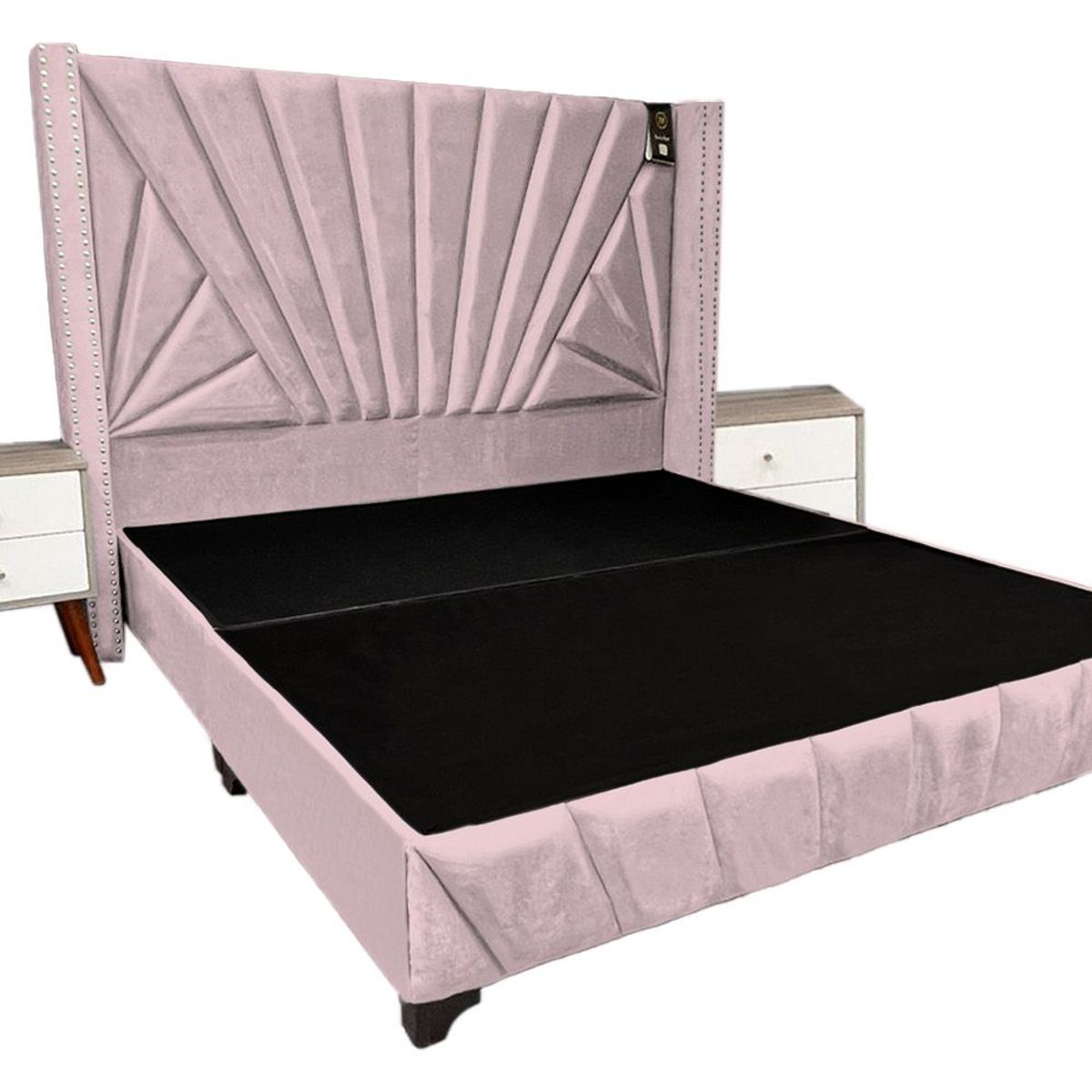 BARAKA HOME - Dormitorio Lienz Queen + Cabecera + 2 Veladores - Rosado